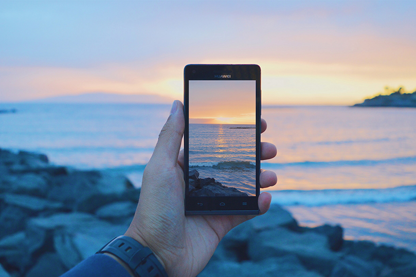 Beach through phone