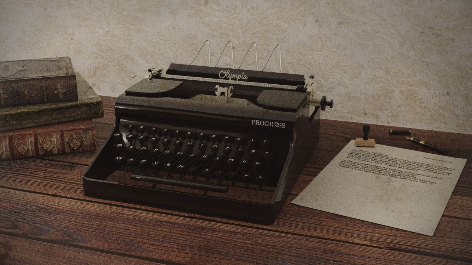 A 3D model of a vintage typewriter &copy; 2019