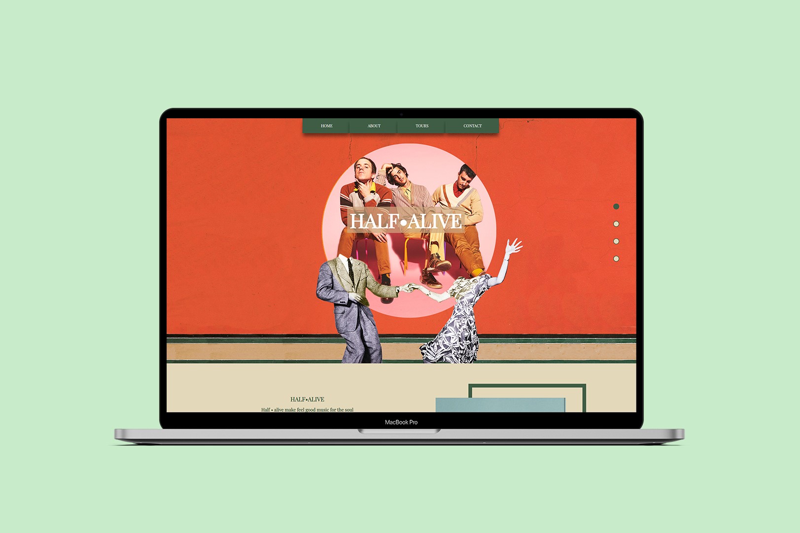Website design for a group 'Half Alive' &copy; 2019
